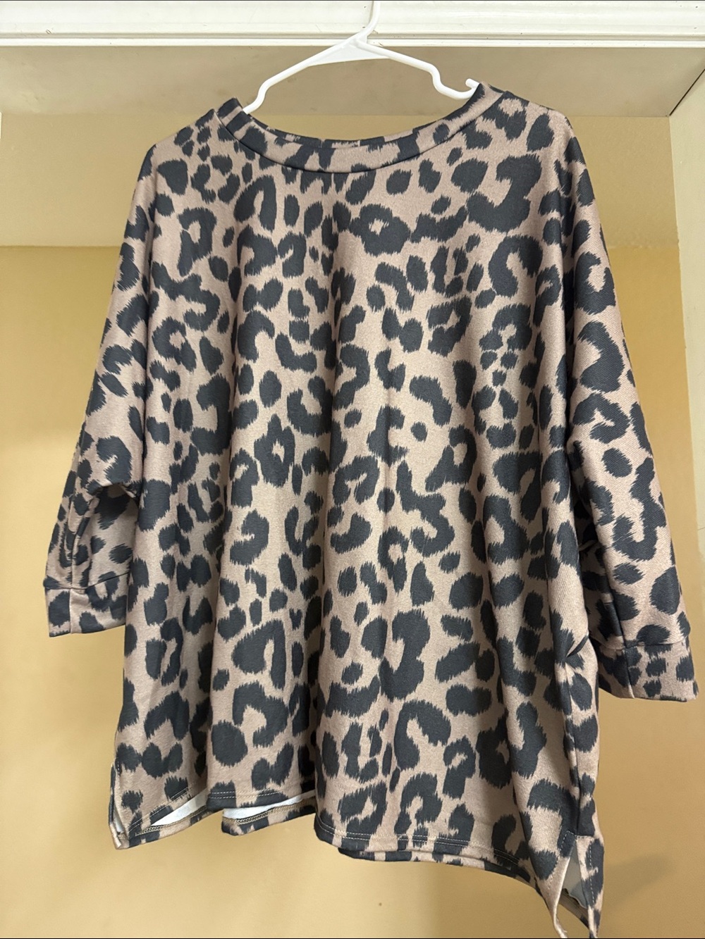 Sew In Love Taupe & Black Leopard Boatneck Top